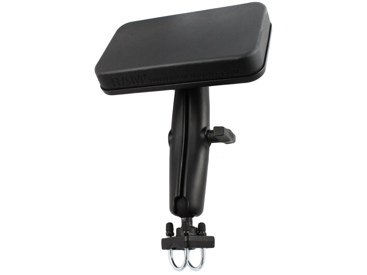 RAM Mounts Rückenstütze für ATVs - Doppel-Rohrschelle, langer Verbindungsarm, Rückenpolster, C-Kugel (1,5 Zoll), im Polybeutel