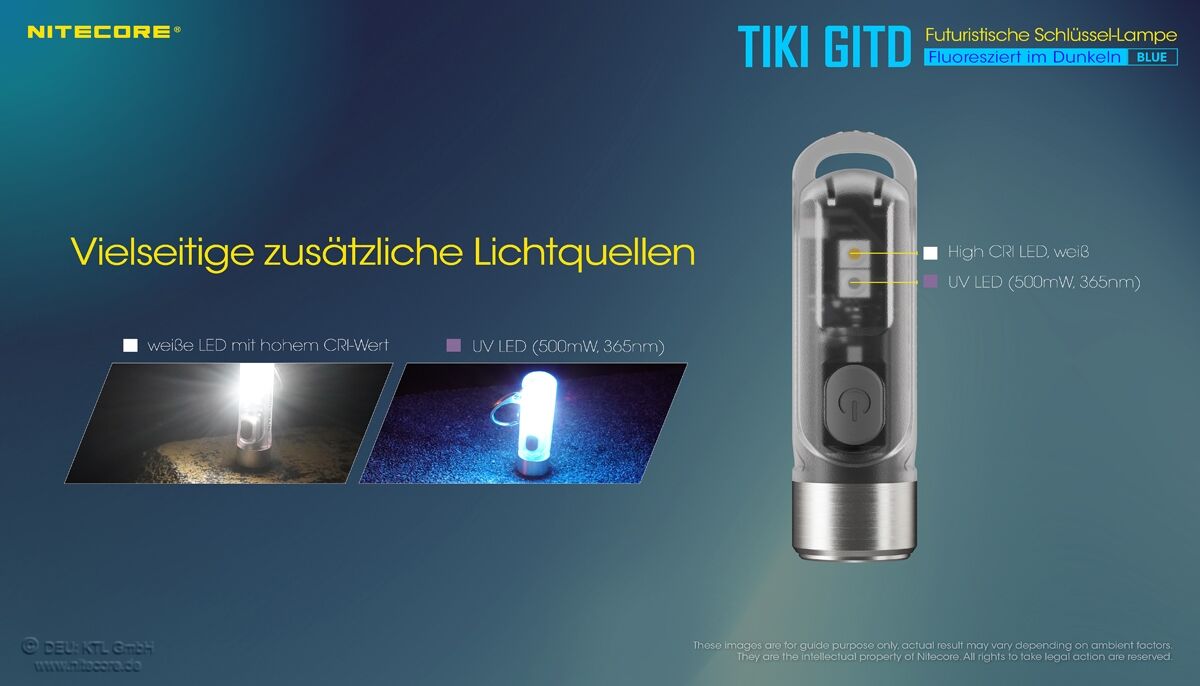 Nitecore TIKI GITD - Glow in the dark - BLUE