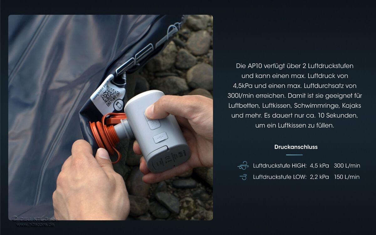 Nitecore AP10 - elektronische Luftpumpe, mit LED-Leuchte