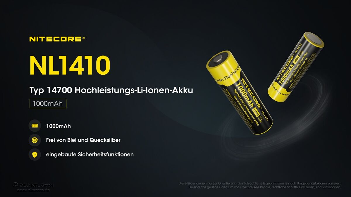 Nitecore 14500 Akku 1000mAh - NL1410