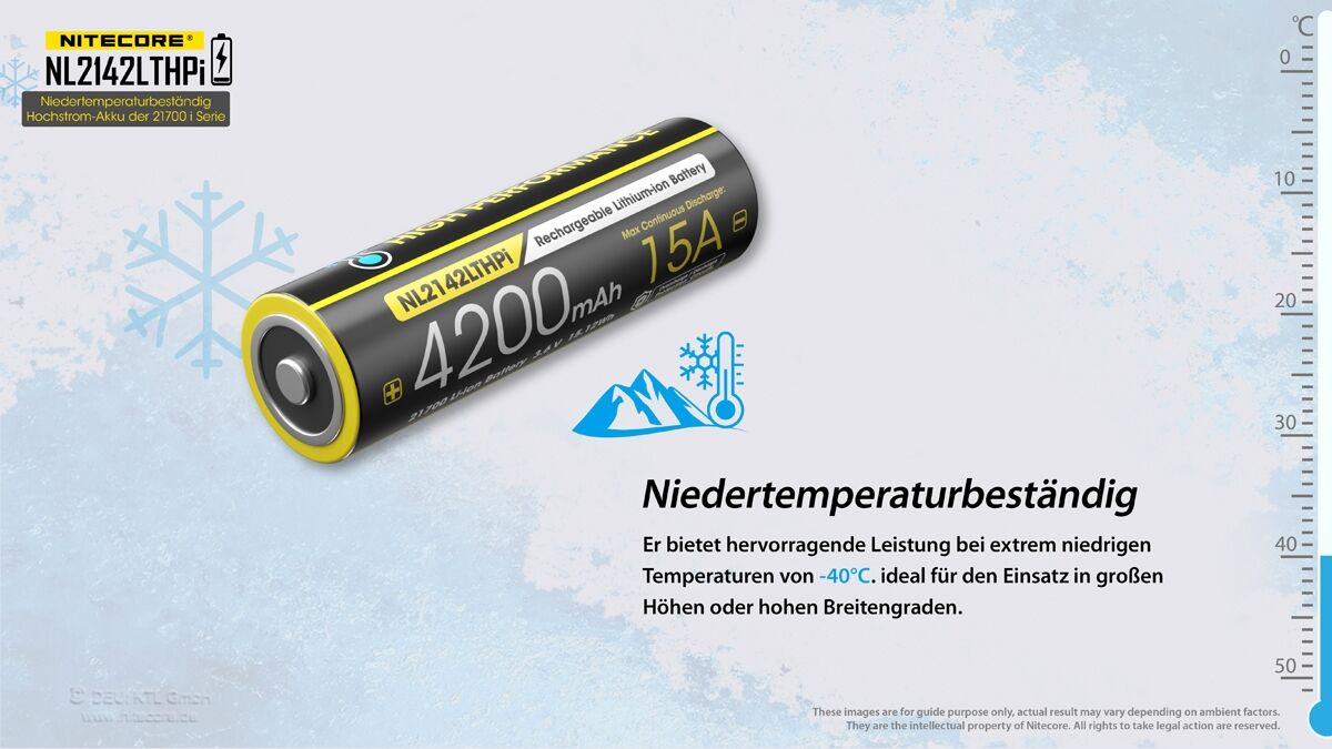 Nitecore Li-Ion Akku Typ 21700 - 4200mAh LTHPi, Low Temperature