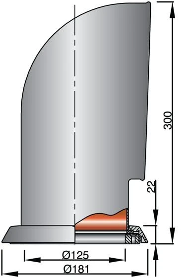 Vetus Lüfterhutze YOG316R, Edelstahl, innen rot