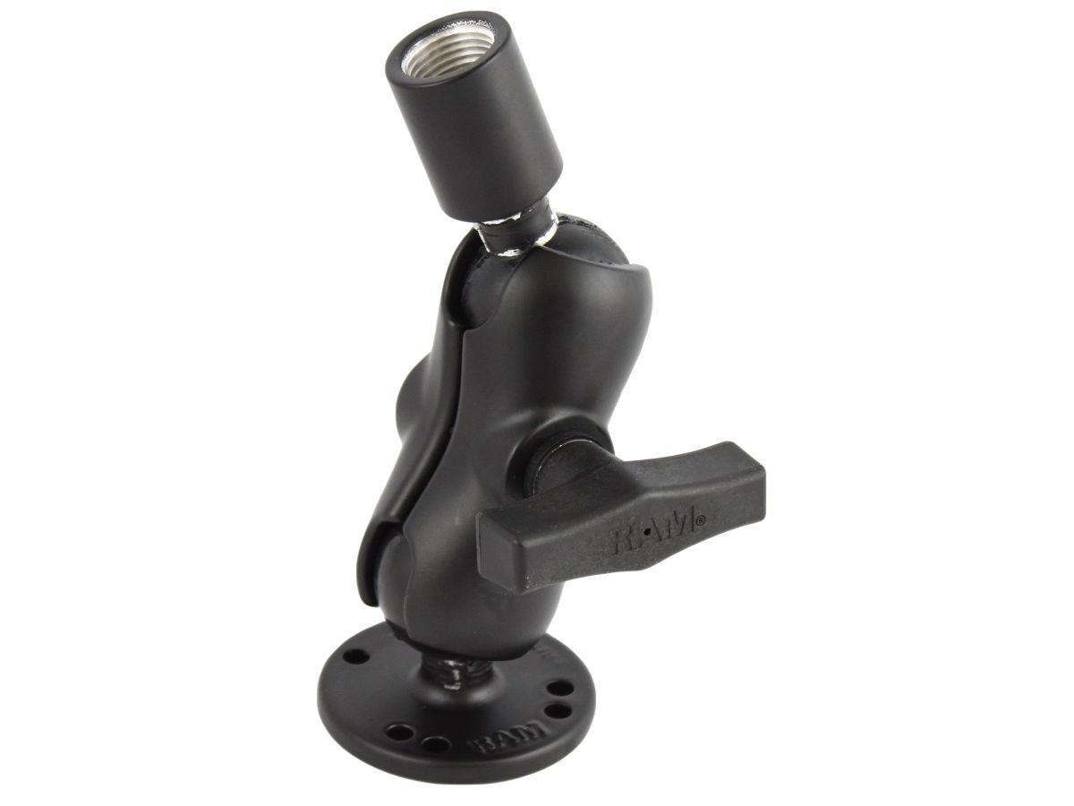 RAM Mounts Aufbau-Set - runde Basisplatte (AMPS), kurzer Verbindungsarm, Kugel mit 1/2 Zoll NPT-Innengewinde, C-Kugel (1,5 Zoll), im Polybeutel