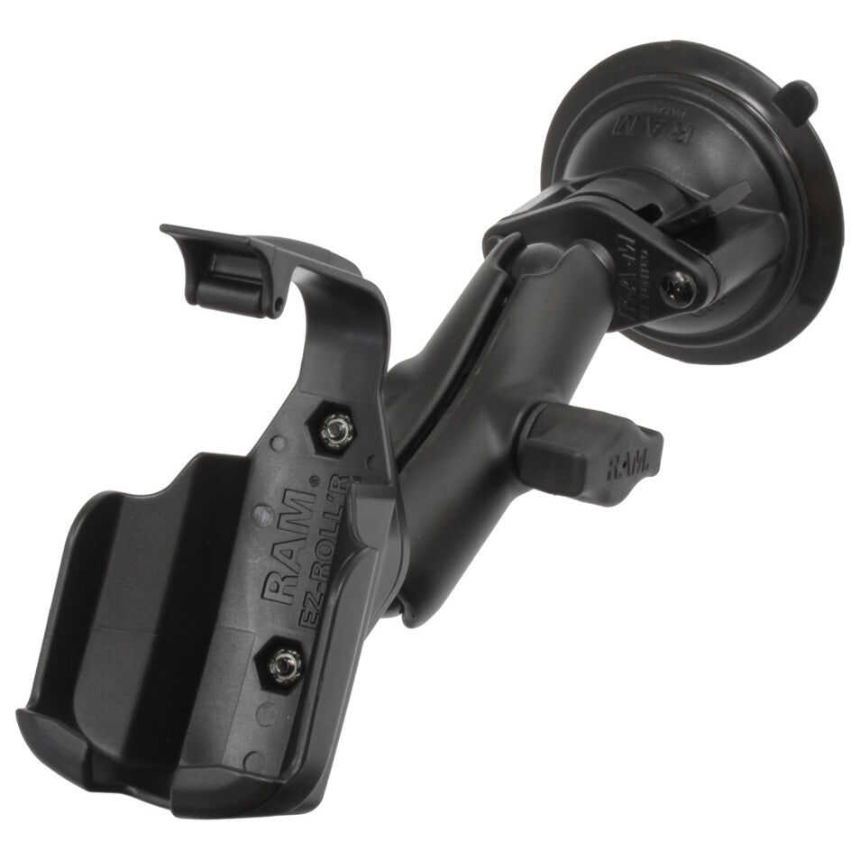 RAM Mounts Saugfuss-Halterung Garmin eTrex 10/20/30 - mittlerer Verbindungsarm, 2x Diamond-Basisplatte (Trapez), Halteschale, B-Kugel (1 Zoll)