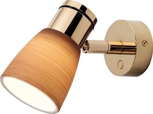 LED-Anbauleuchte R1-1, D2W, gold-glanz, warmweiß, 10-30V DC, max. 3W, Glas Wenge braun, mit Dimmer