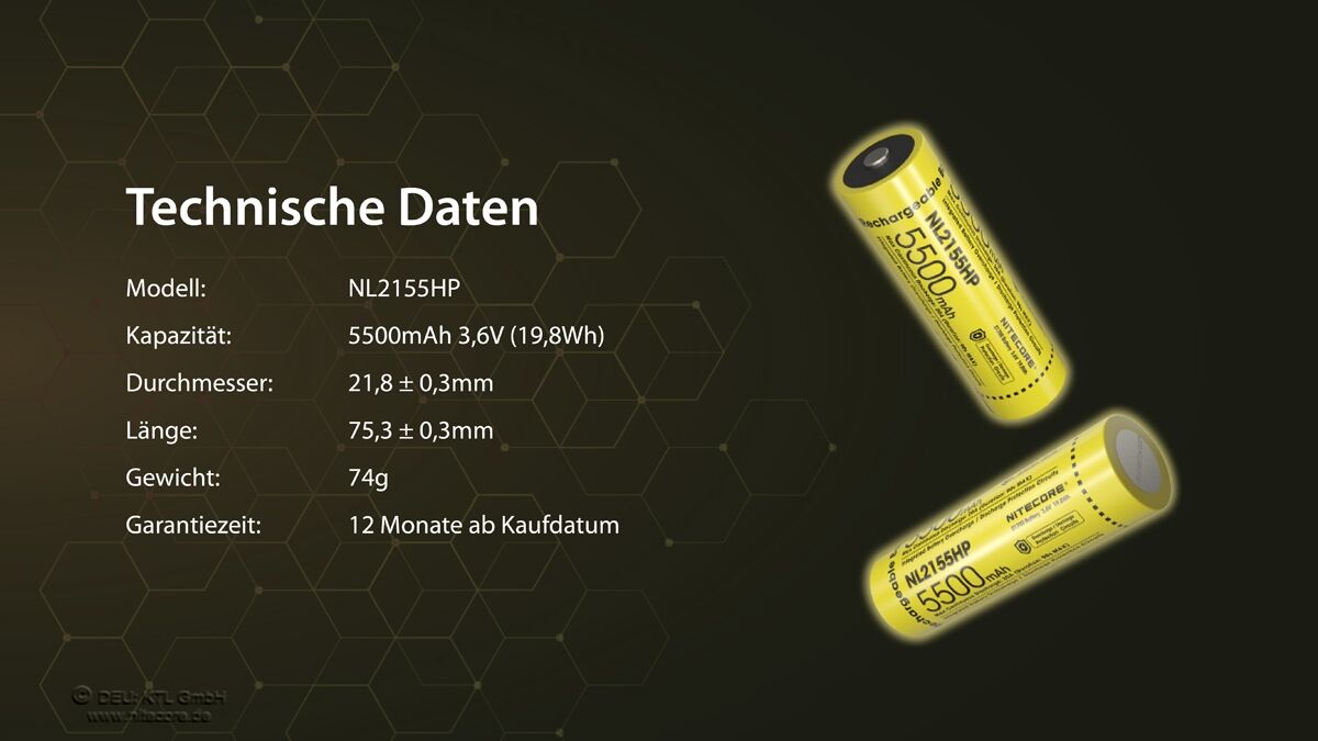 Nitecore 21700 Akku, 5500mAH, NL2155HP