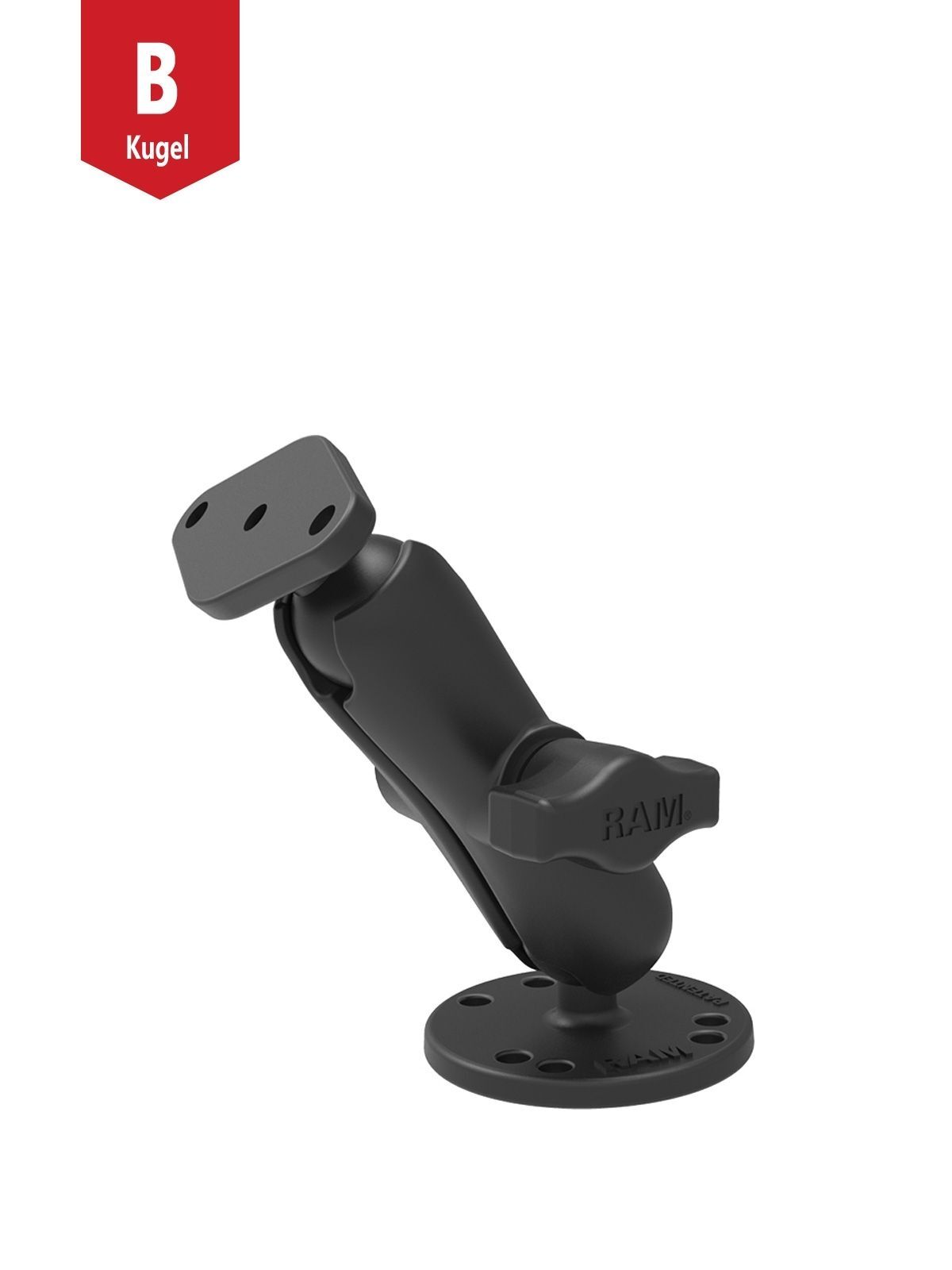 RAM Mounts Aufbau-Set - B-Kugel (1 Zoll) - Runde Basisplatte (AMPS) - Mittlerer Verbindungsarm (ca. 94,74 mm) - Diamond (Trapez) Basisplatte (AMPS 2-Lochmuster)