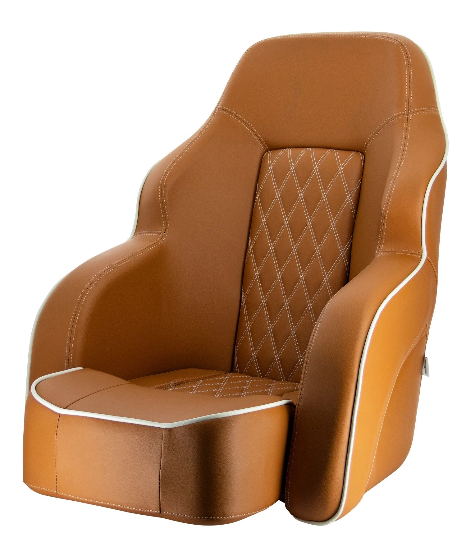 COMMANDER luxurious helm seat with flip up squab, orange brown (cognac)