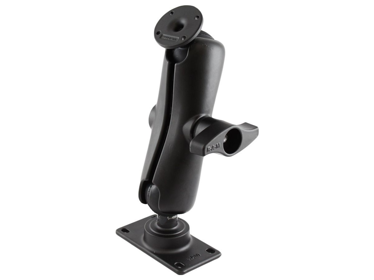 RAM Mounts Aufbau-Set - D-Kugel (2,25 Zoll), halbe VESA-Platte (50 x 100 mm Lochraster), mittlerer Verbindungsarm, runde Basisplatte (61,9 mm Durchmesser)