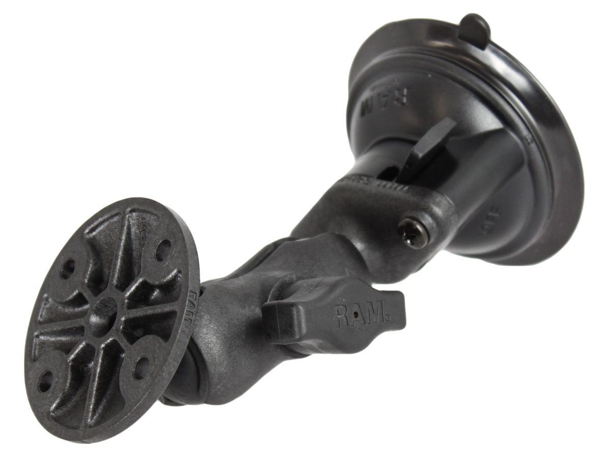 RAM Mounts Verbundstoff Saugfuss-Set mit runder Anbindung - kurzer Verbindungsarm, Diamond-Basisplatte (Trapez), runde Basisplatte, B-Kugel (1 Zoll),