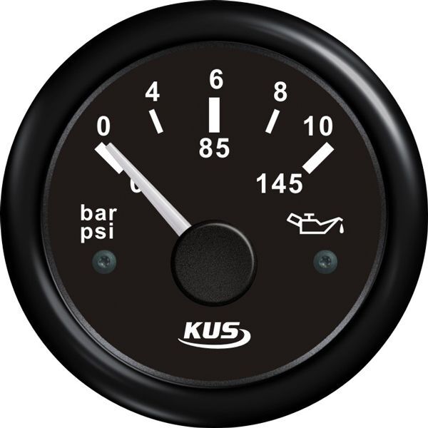 KUS Anzeige Öldruck 0-10bar, 10-184 und 240-33ohm, 12/24V