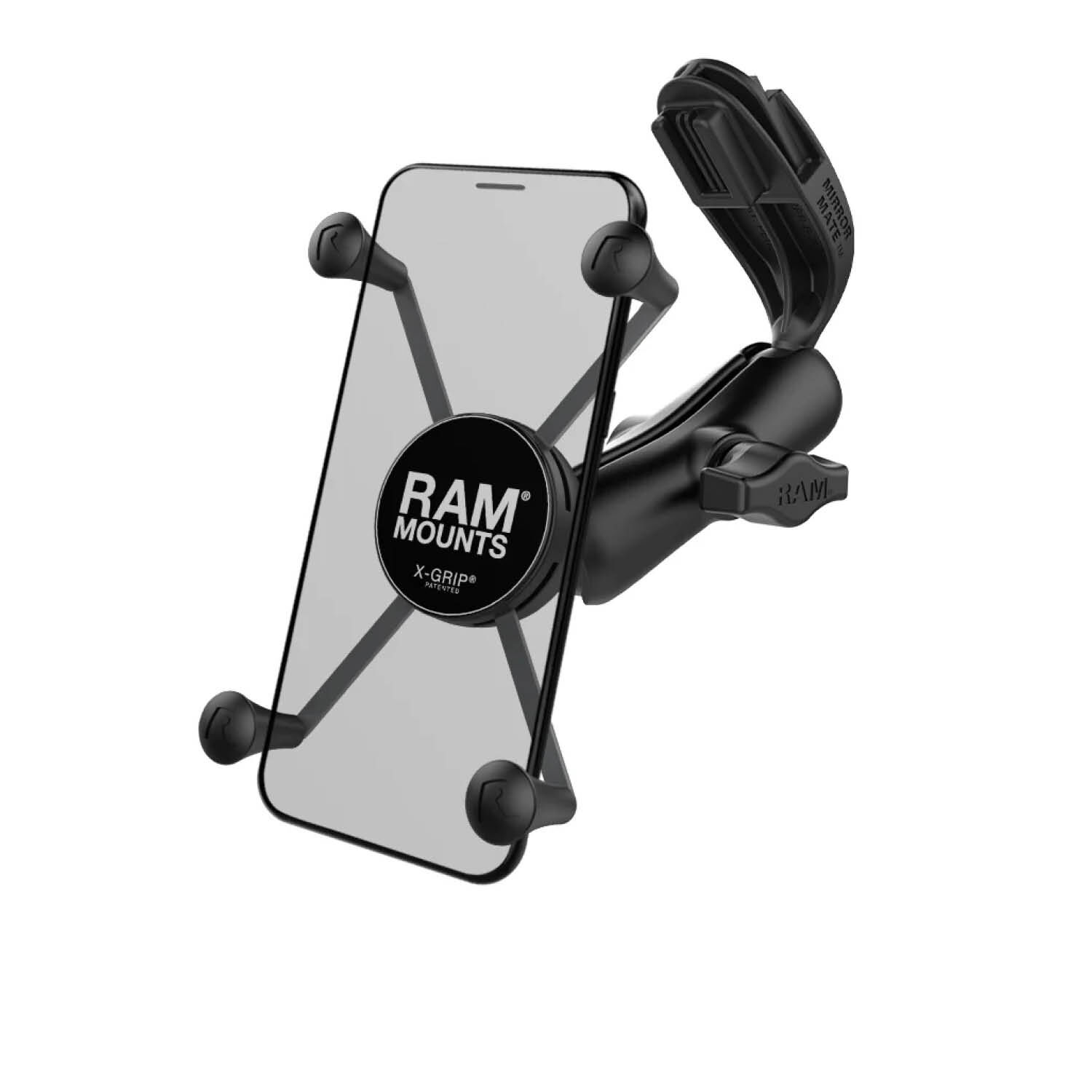 RAM Mounts X-Grip Spiegel-Halterung (Dodge Sprinter) für Smartphones (Verbundstoff) - Bis 114,3 mm Breite - Mittlerer Verbindungsarm - Spiegel-Adapter Basis - B-Kugel (1 Zoll)