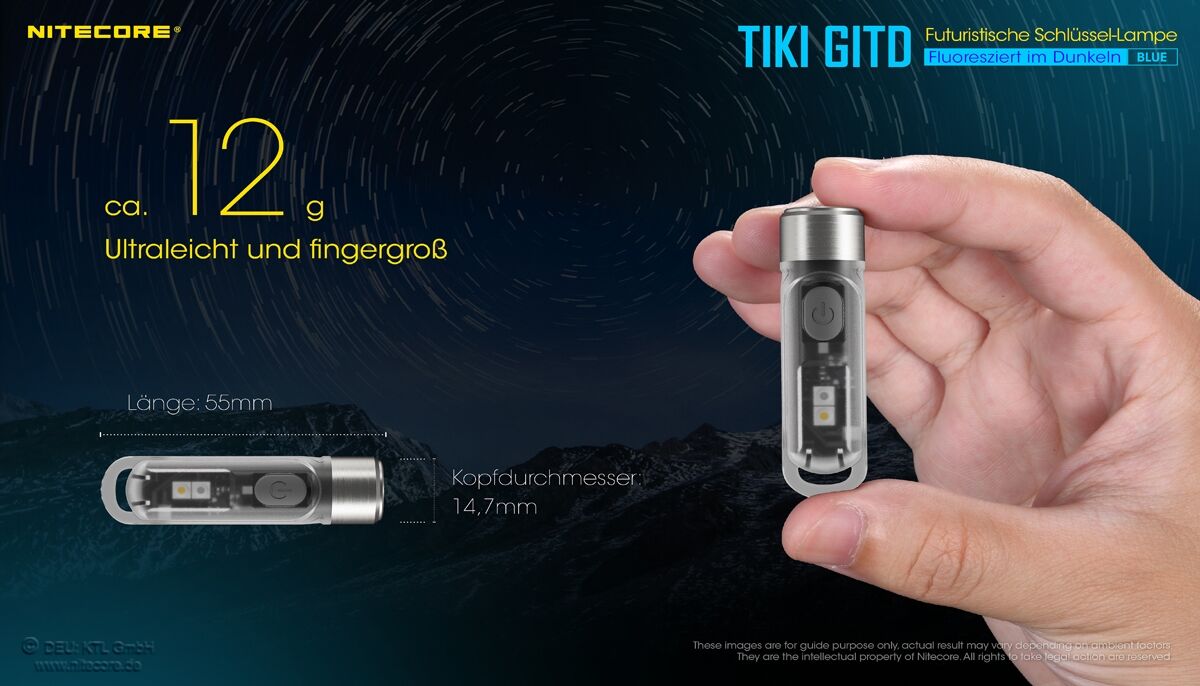 Nitecore TIKI GITD - Glow in the dark - BLUE