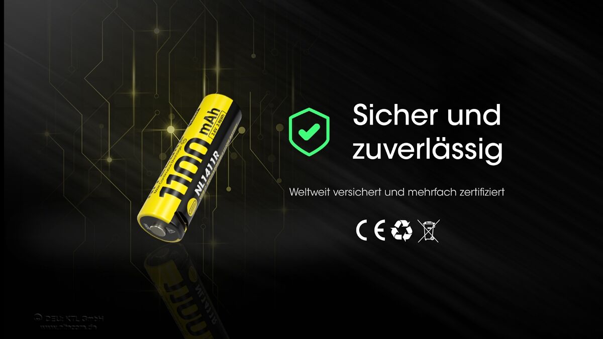 Nitecore Li-Ion Akku 14500, 1100mAh, USB-C, NL1411R