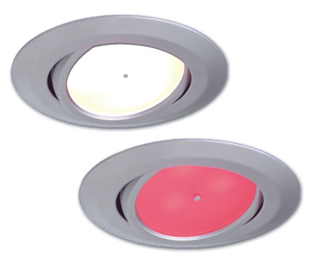 LED-Einbauleuchte EB15-3 Master, schwenkbar, chrom-matt,10-30V DC, max.3W, Dimmer, rot/w, umschaltb.