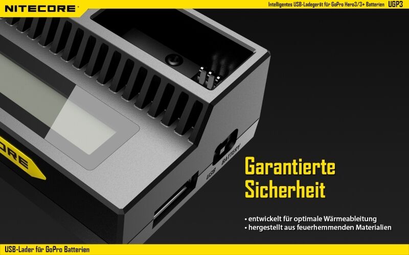 Nitecore USB-Ladegerät UGP3 für GoPro HERO3/3+ Akk