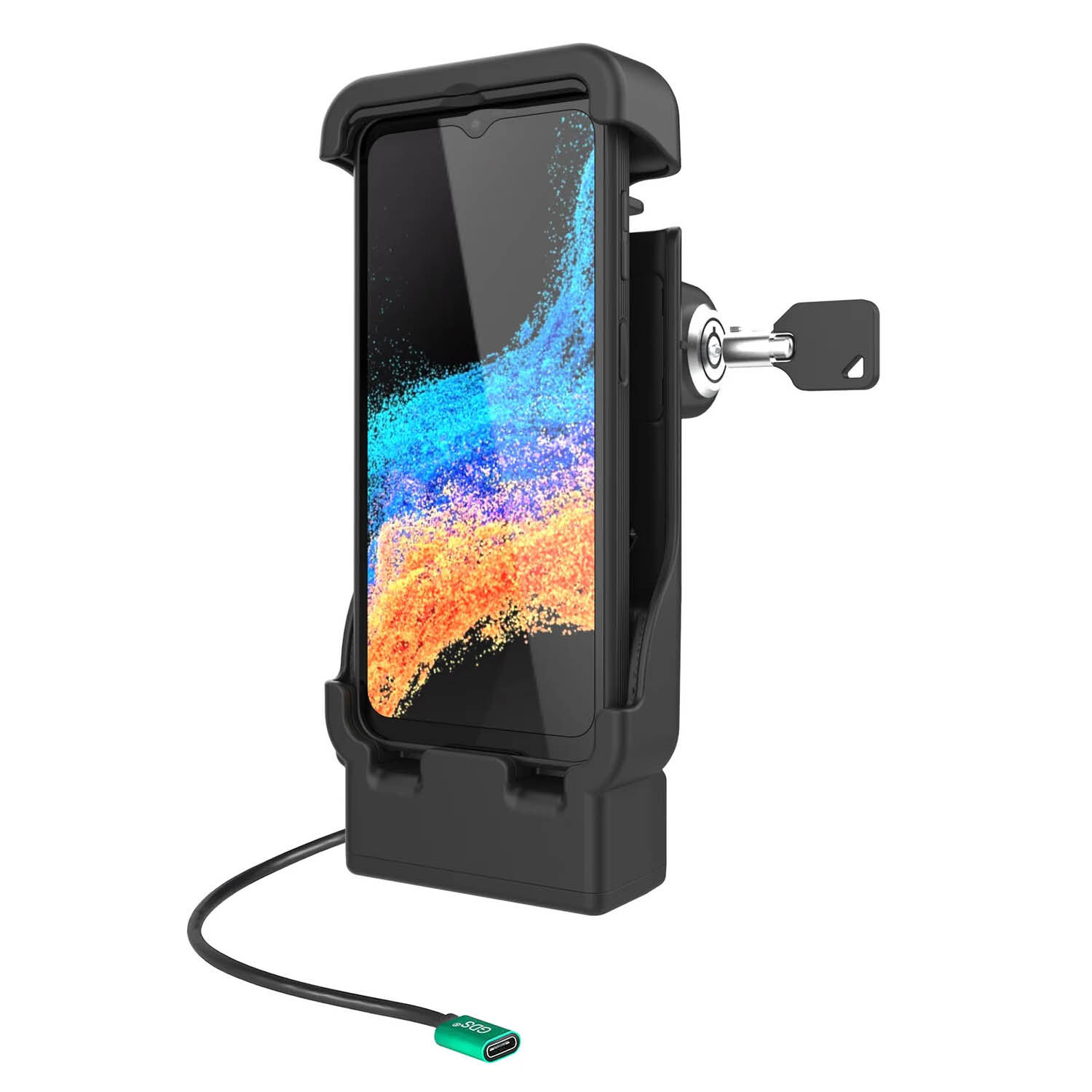 RAM Mounts GDS Fahrzeug-Ladestation für Samsung XCover7 Pro & 6 Pro - abschließbar, USB-C-Anschluss, 2-Loch AMPS
