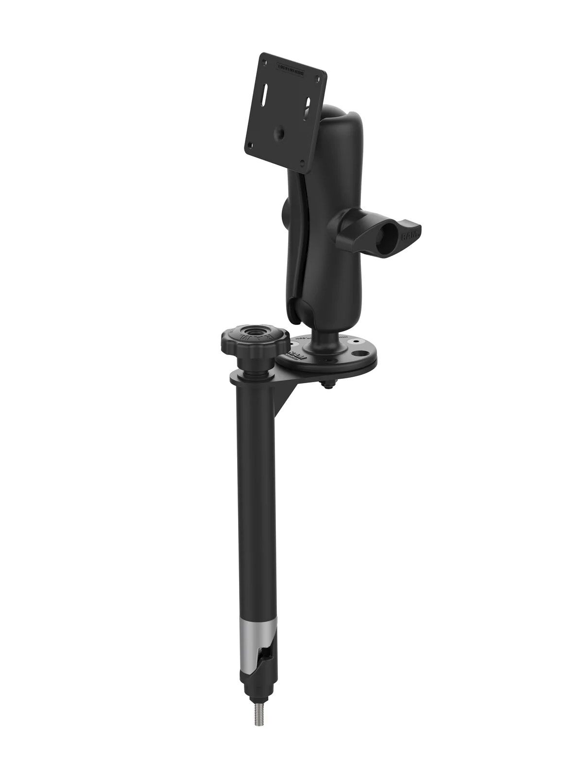 RAM Mounts Tele-Pole (ca. 200 mm) mit Seitenflansch (AMPS) - D-Kugel (2,25 Zoll), 75x75mm VESA-Platte