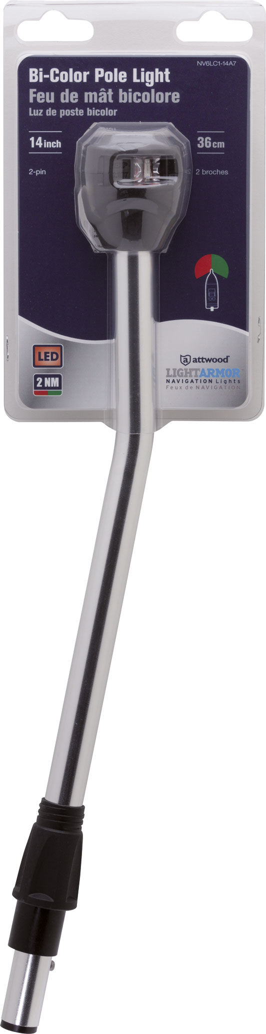 LHTC2155 attwood Lightarmor Zweifarben Laterne auf Mast 35cm schräg