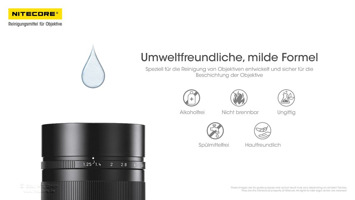 Nitecore Reinigungsflüssigkeit für Kameralinsen, 30 ml