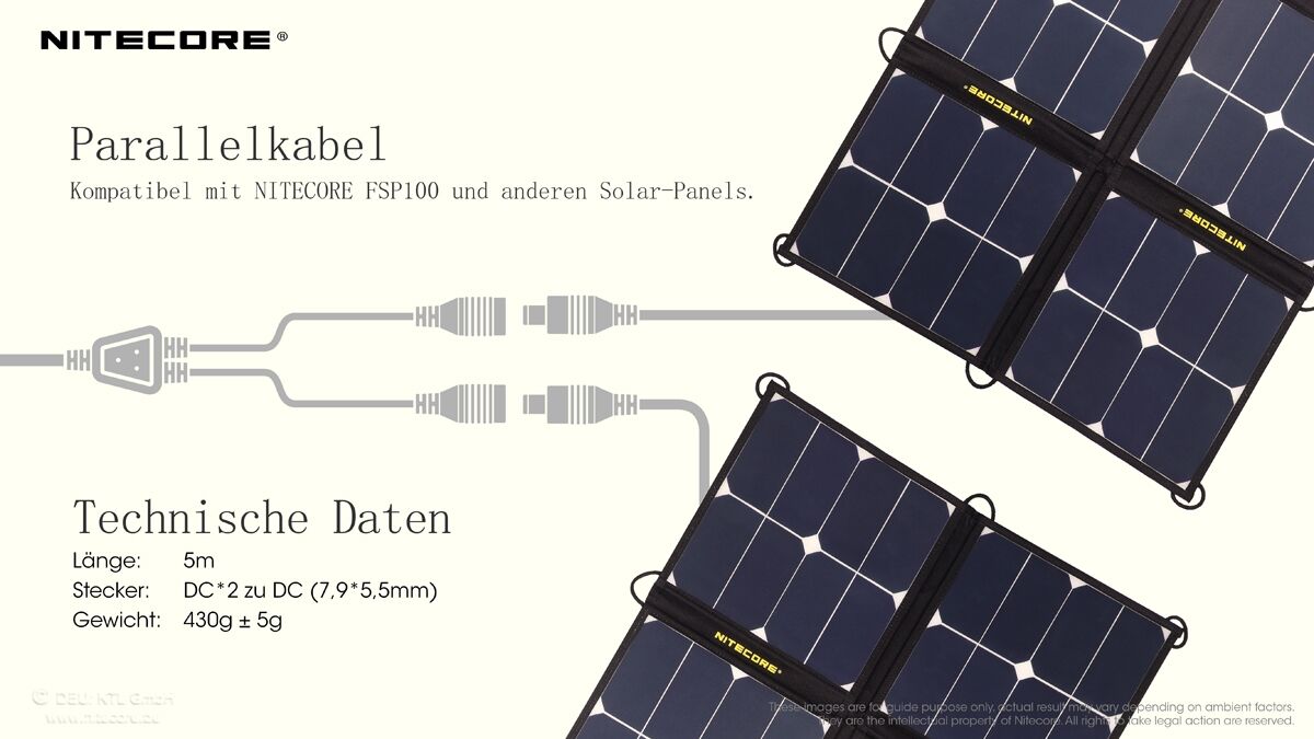 Nitecore Verlängerungskabel für Solarpanel - 5m