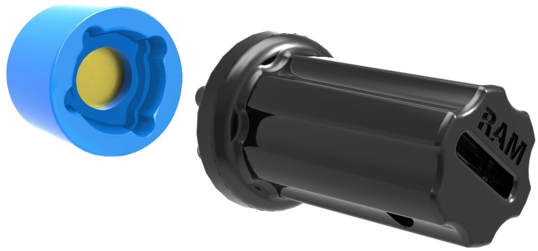 RAM Mounts Pin-Lock Inlet für D-/E-Kugel Verbindungsarme - 5/16"-18 Innengewinde, Pin-Lock Adapter zum Öffnen/Schließen, im Polybeutel