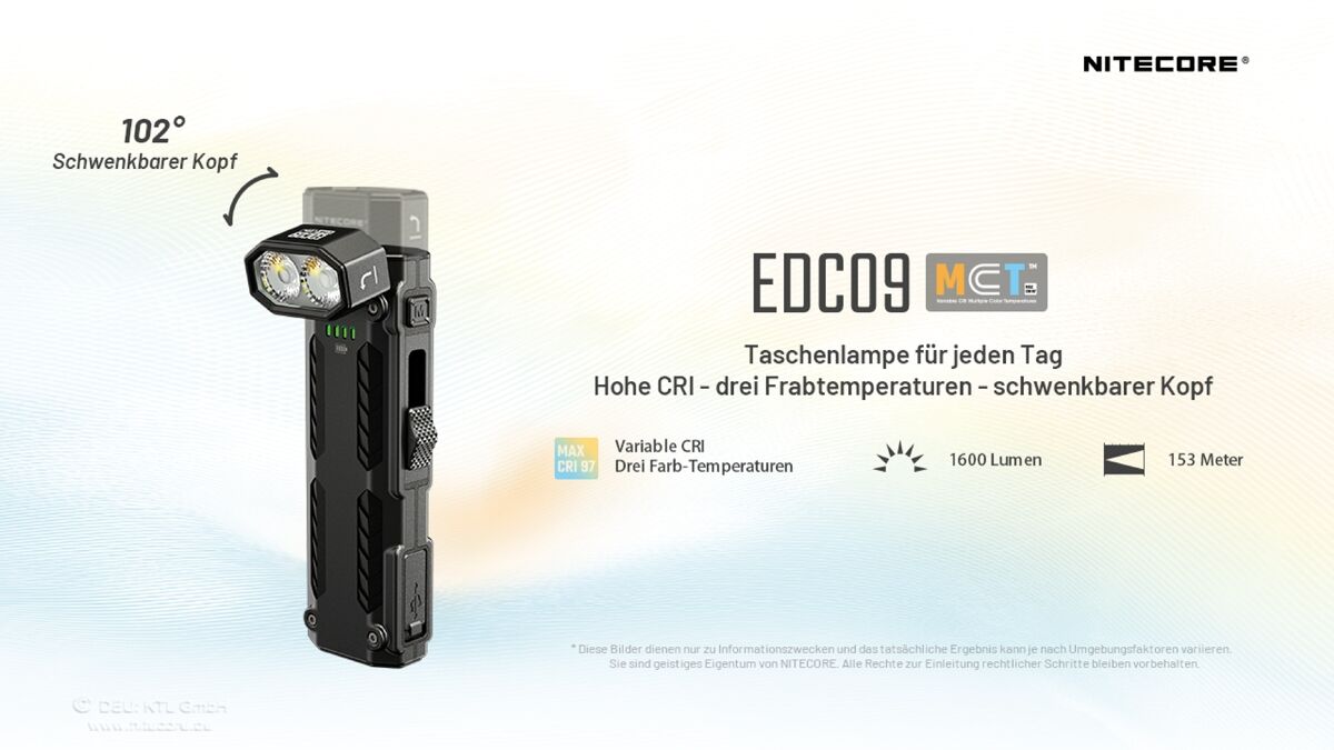 Nitecore EDC09 - 1600 Lumen, Winkellampe