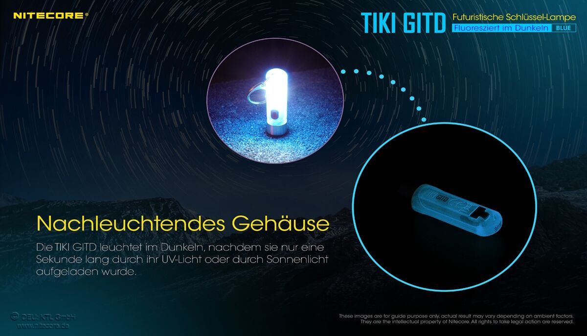 Nitecore TIKI GITD - Glow in the dark - BLUE