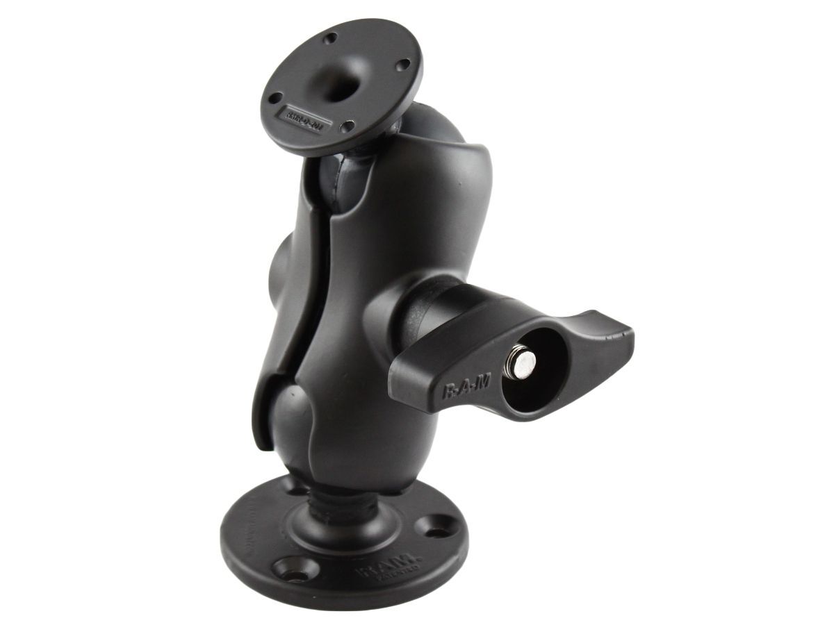 RAM Mounts Aufbau-Set - Runde Basisplatte (93,5 mm) - Kurzer Verbindungsarm - Runde Basisplatte (63,5 mm) - D-Kugel (2,25 Zoll) - AMPS