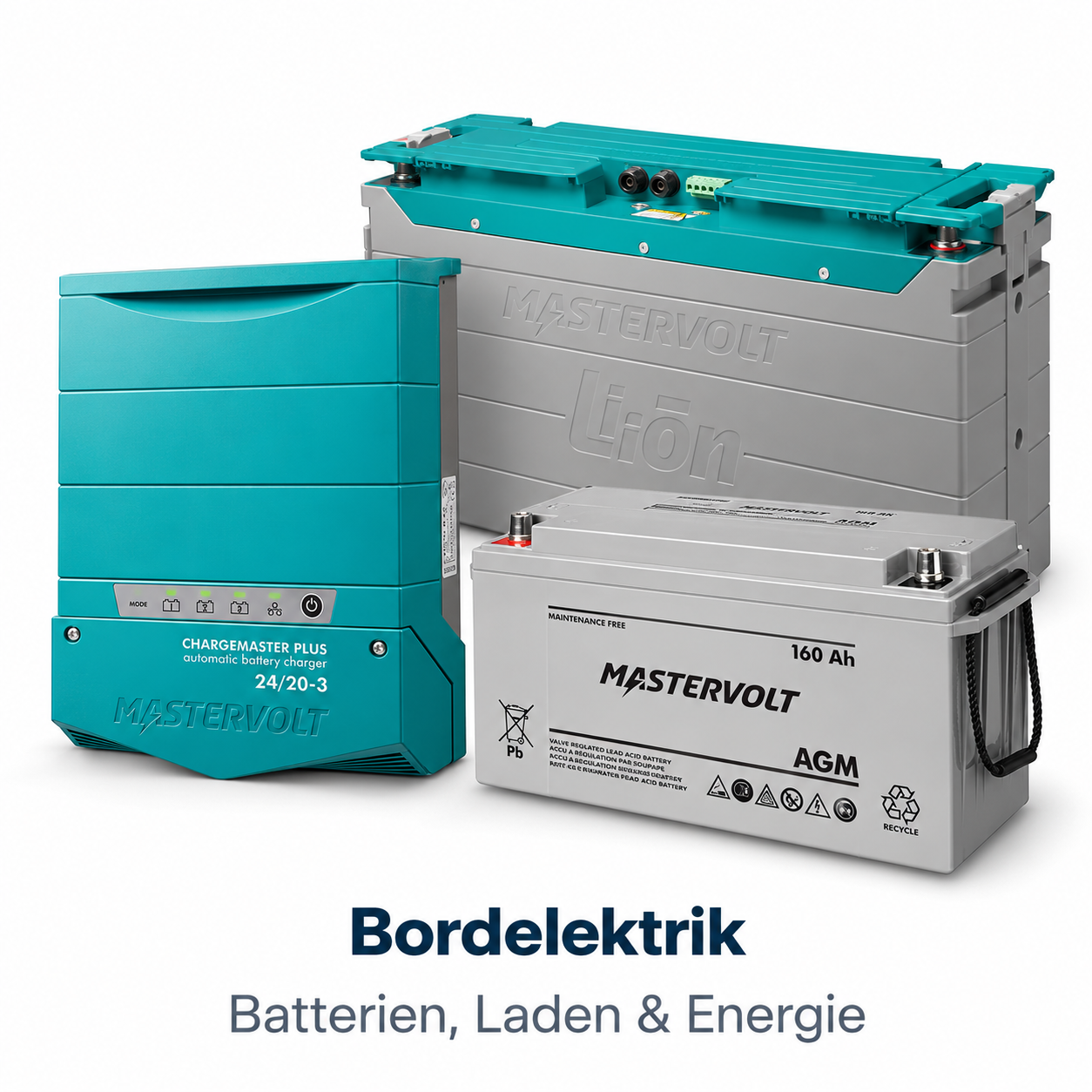 Mastervolt Batterien und ein Ladegeraet fuer die Bordelektrik