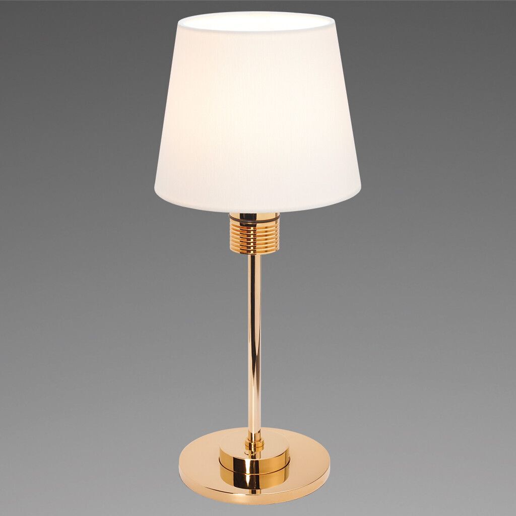 LED-Tischleuchte KATI table HV, gold-glanz, warmweiß, Schirm rund weiß, 230V AC, max. 6W, mit Dimmer
