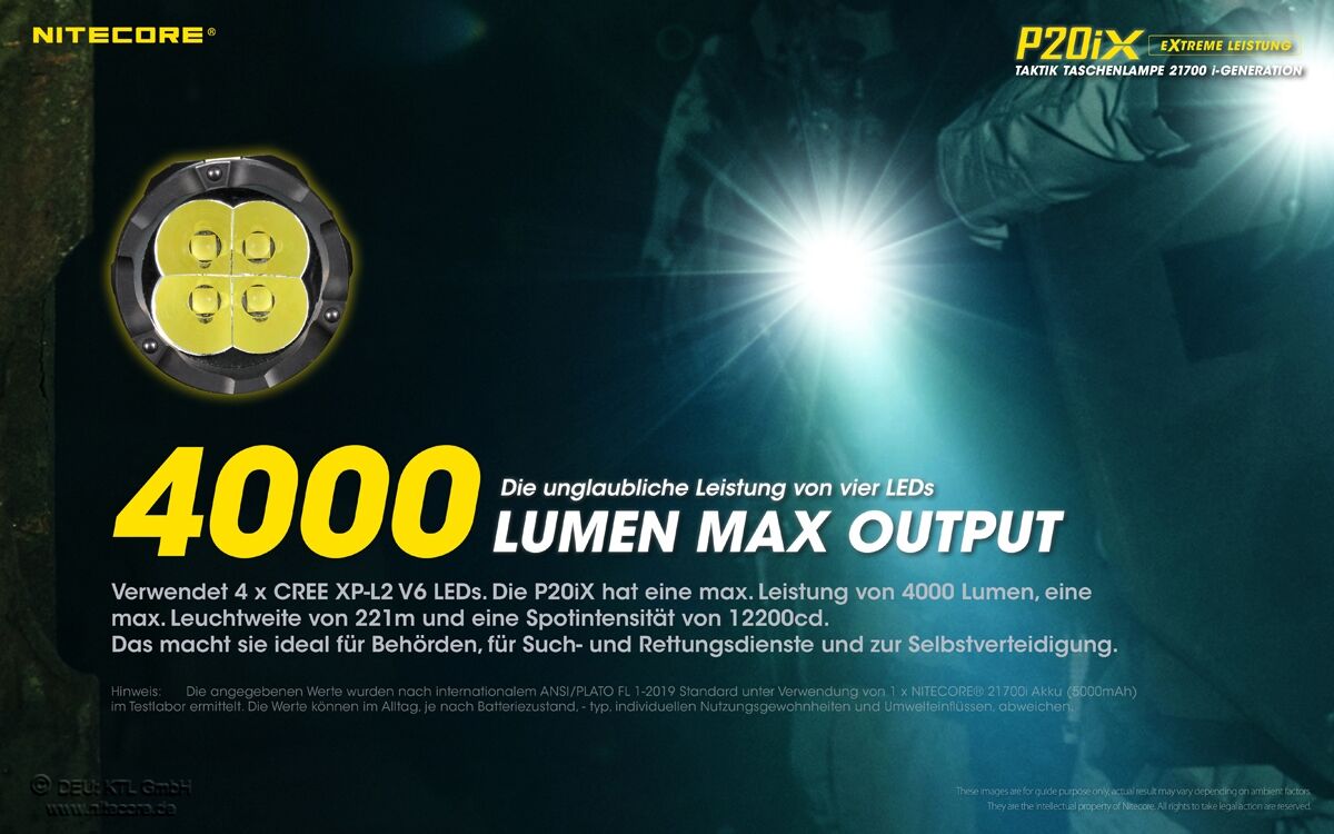 Nitecore P20iX PEL 2.0 - 4000 Lumen, NTH32, NTC2i, ohne Strobe Mode