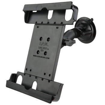 RAM Mounts Saugfuss-Halterung mit Tab-Tite Universal-Halteschale für 9-10.5 Zoll Tablets in Schutzgehäusen - B-Kugel (1 Zoll), mittlerer Verbindungsarm