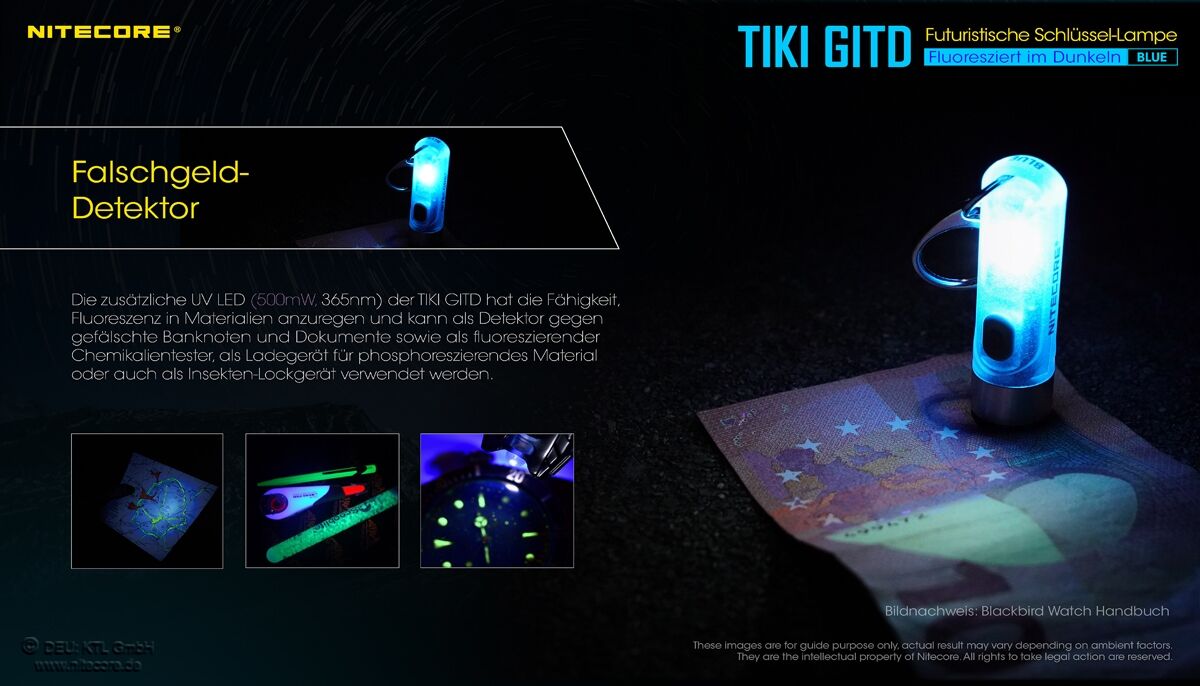 Nitecore TIKI GITD - Glow in the dark - BLUE