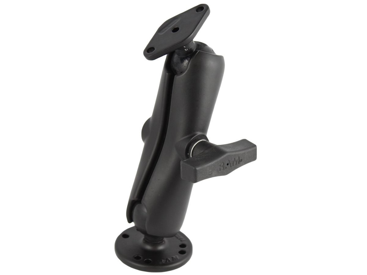 RAM Mounts Aufbau-Set - C-Kugel (1,5 Zoll), runde Basisplatte (4-Loch AMPS), mittlerer Verbindungsarm, Diamond-Basisplatte (Trapez, 2-Loch AMPS)