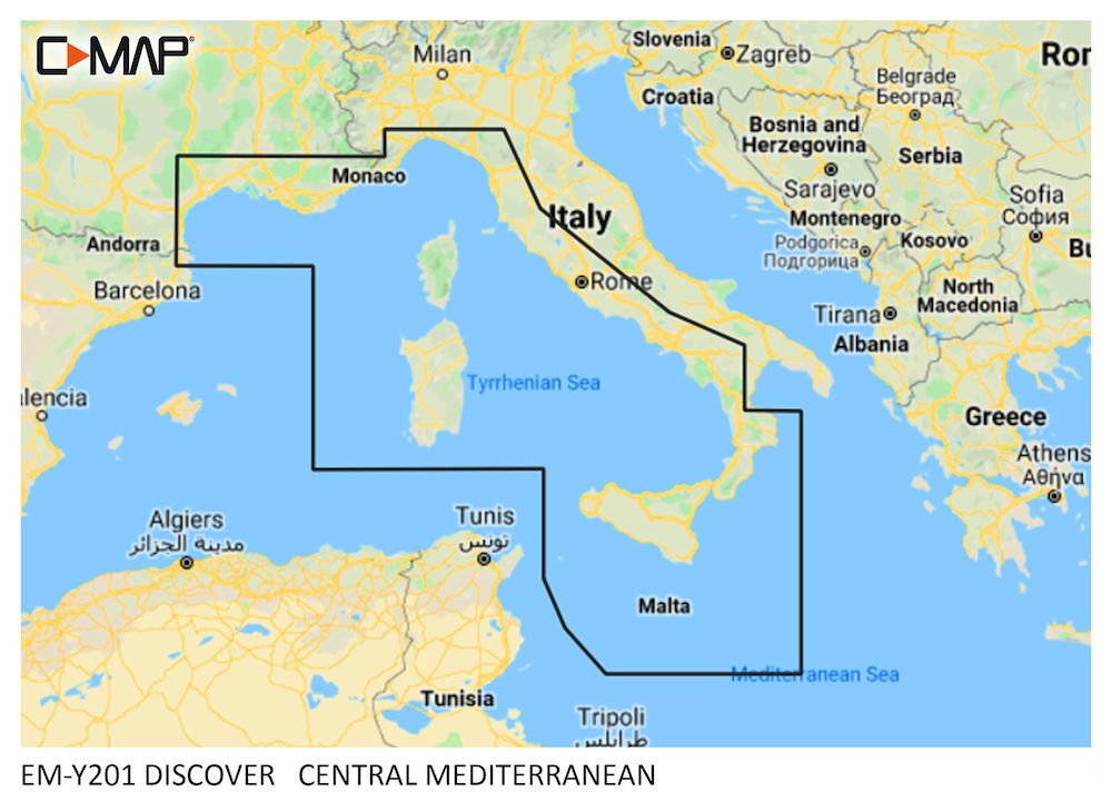 C-MAP DISCOVER:  M-EM-Y201-MS   Central Mediterranean