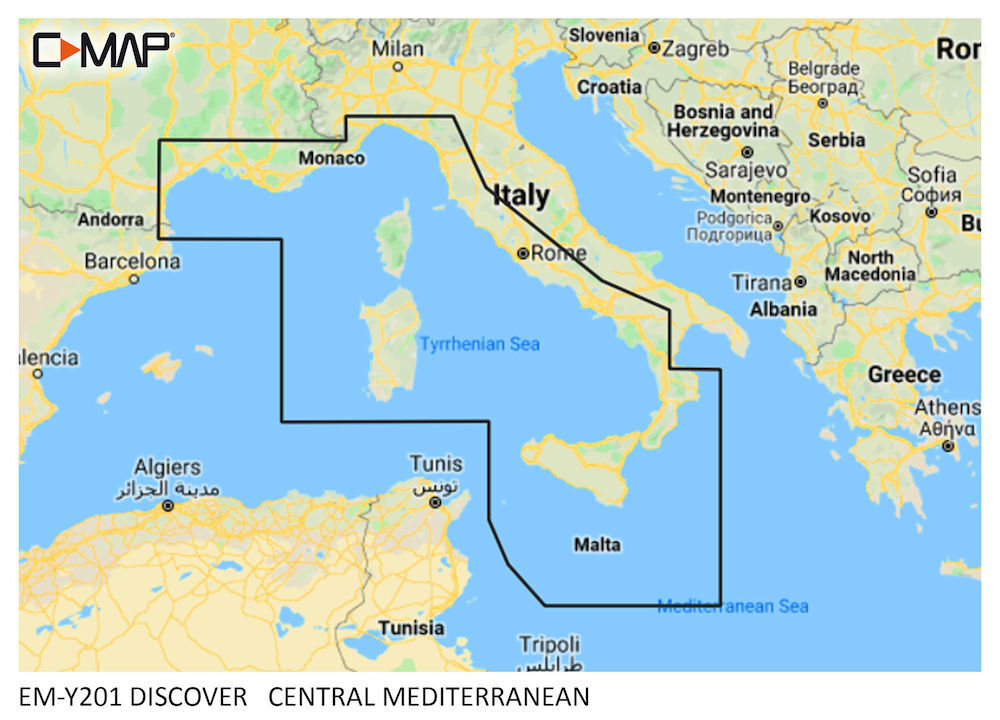 C-MAP DISCOVER:  M-EM-Y201-MS   Central Mediterranean C-MAP DISCOVER:  M-EM-Y201-MS   Central Mediterranean