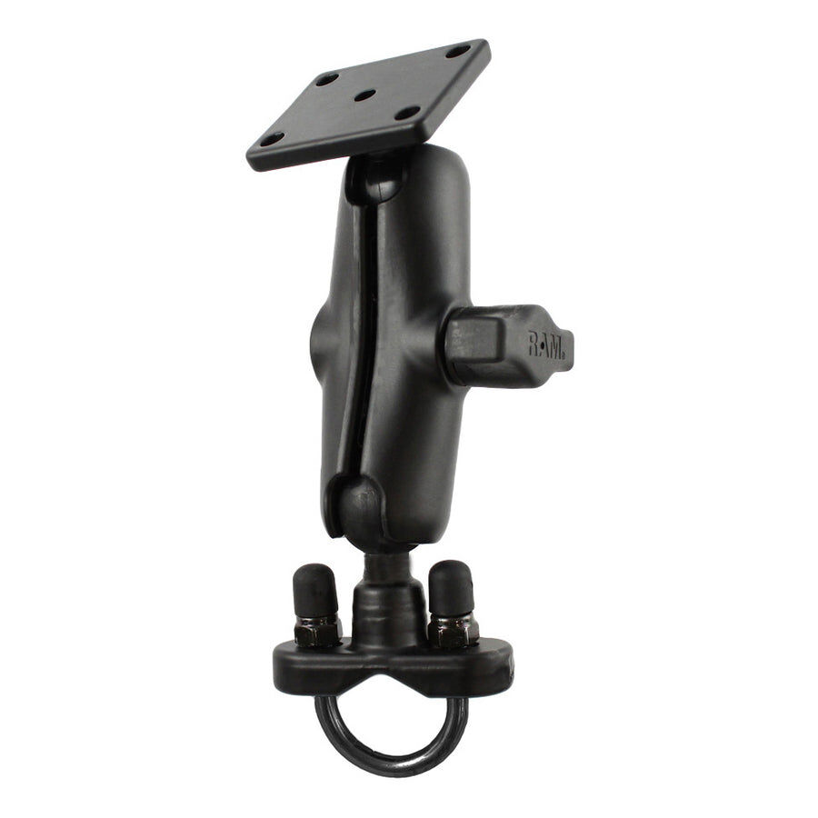 RAM Mounts Motorrad-Set für Lenker und Rundrohr - B-Kugel (1 Zoll) - 1x Rechteckige Basisplatte (AMPS) - Mittlerer Verbindungsarm (ca. 94,74 mm) - 1x U-Bügel Klemmbasis (Klemmbereich 12,7 - 31,75 mm)