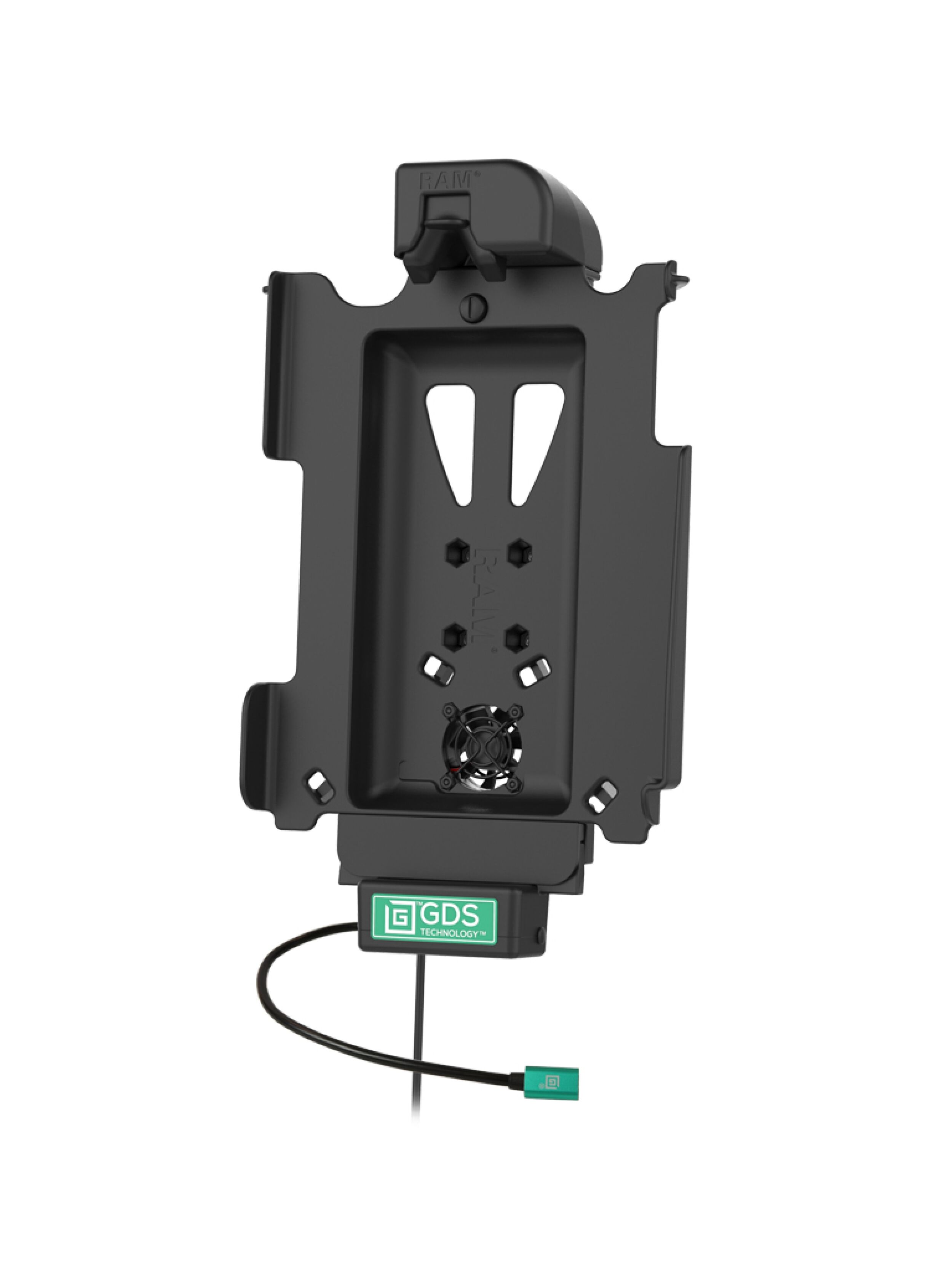 RAM Mounts GDS Cool-Dock Halteschale (Schnappverschluss) für Apple iPad 10. & 11. Gen, Pro 11" (M4), Air 11" (M2) - In IntelliSkin Next-Gen Schutzhülle - Mit Lüfter - USB-C Anschluss