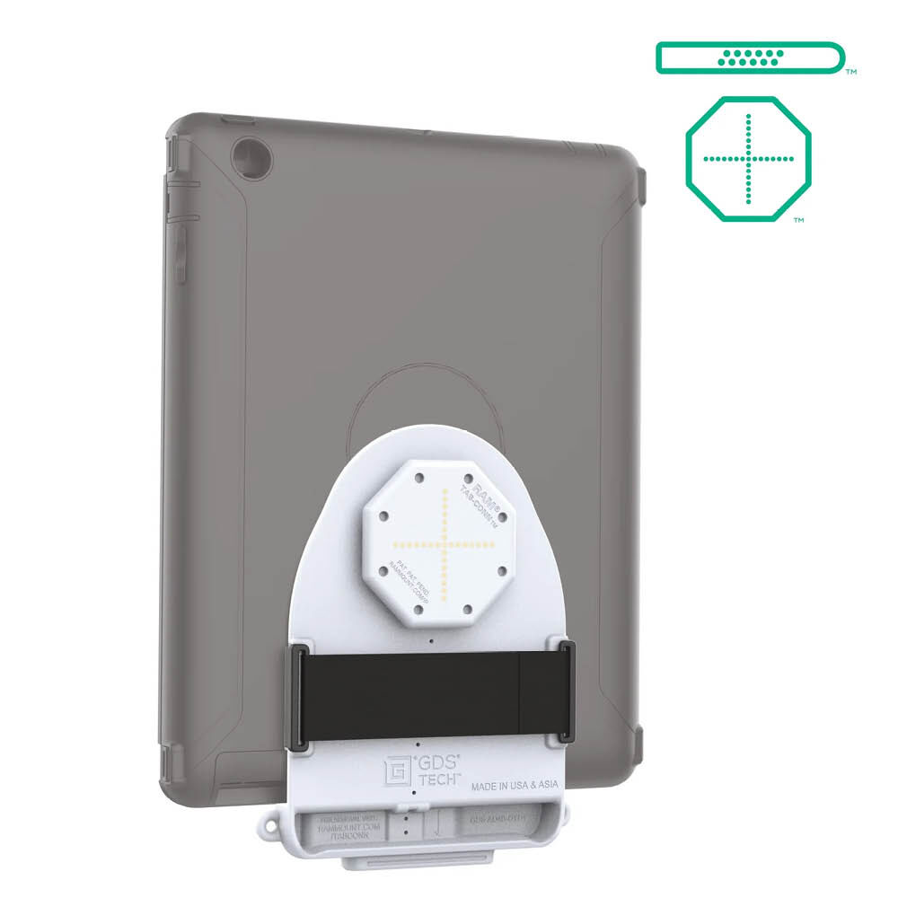 RAM Mounts GDS Tab-Conn für Tablets in Otterbox Defender Schutzhüllen - D-Shape & rückseitige Pogo-Pads - Hellgrau