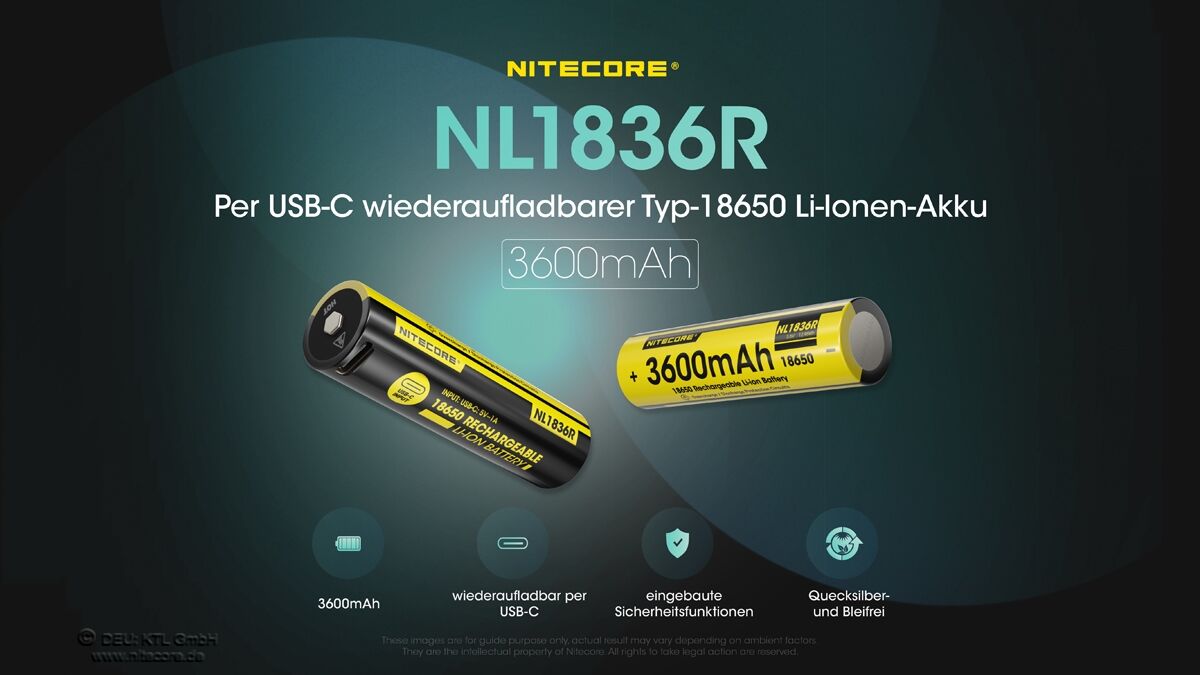 Nitecore Li-Ion Akku Typ 18650 - 3600mAh - NL1836R