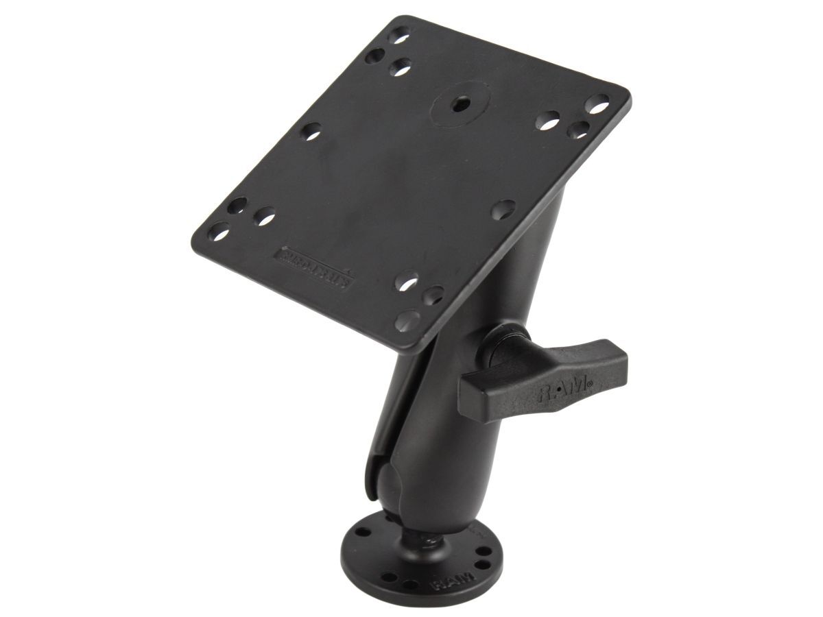 RAM Mounts Aufbau-Set - runde Basisplatte (AMPS), mittlerer Verbindungsarm, VESA-Platte (75x75 u. 100x100 mm Lochraster), C-Kugel (1,5 Zoll), im Polyb