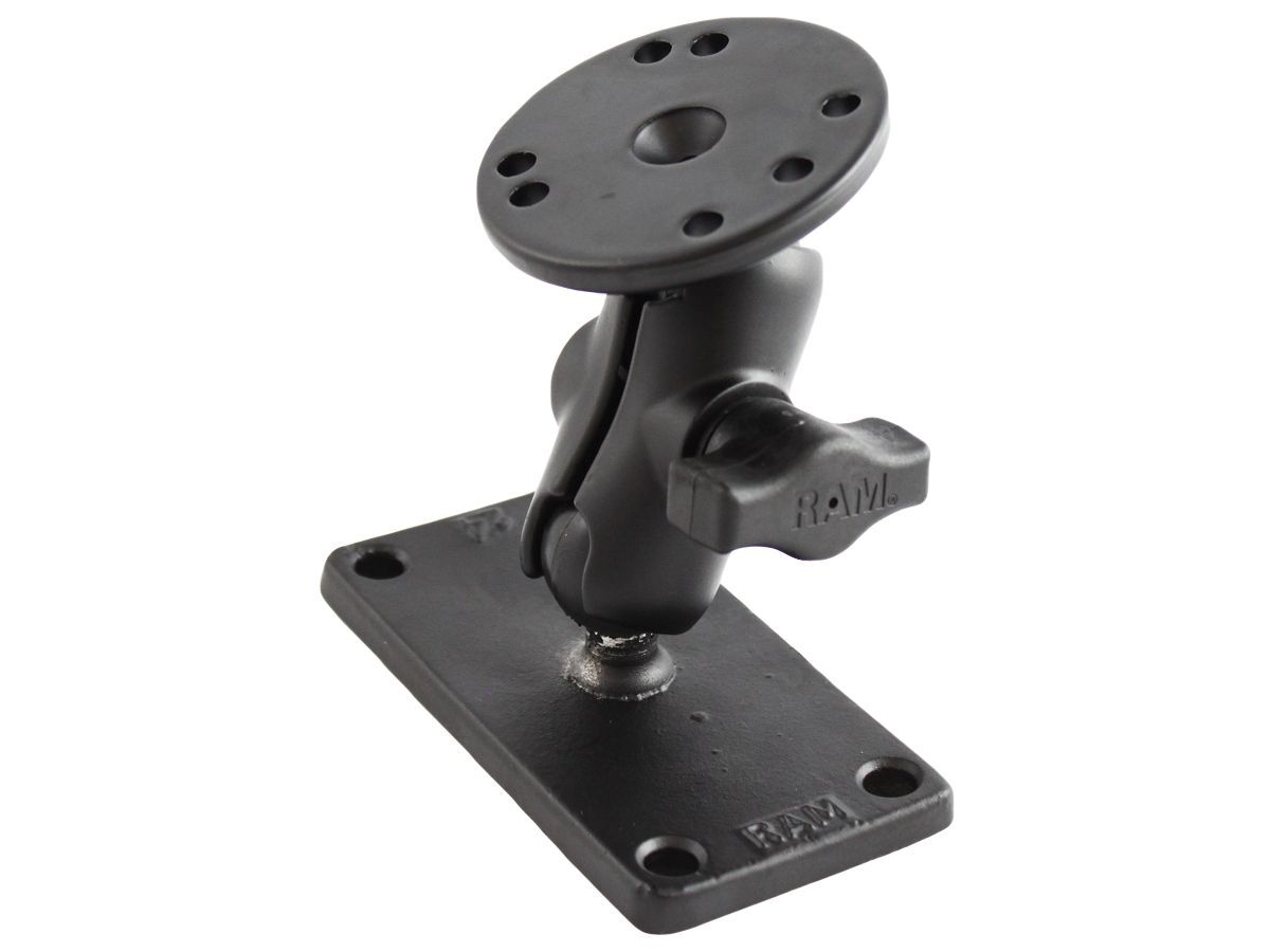 RAM Mounts Aufbau-Set - B-Kugel (1 Zoll) - Rechteckige Basisplatte (2 x 4 Zoll) - Kurzer Verbindungsarm (ca. 61,46 mm) - Runde Basisplatten (AMPS)