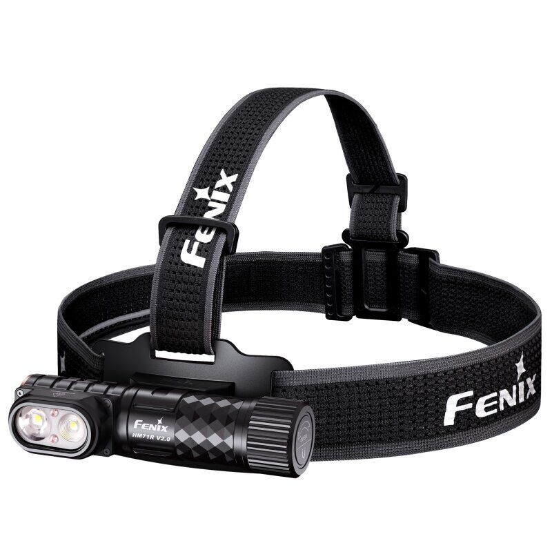 Fenix HM71R V2.0 LED Stirnlampe mit schwarzem Stirnband und robustem Lampenkopf für Outdoor und Arbeit