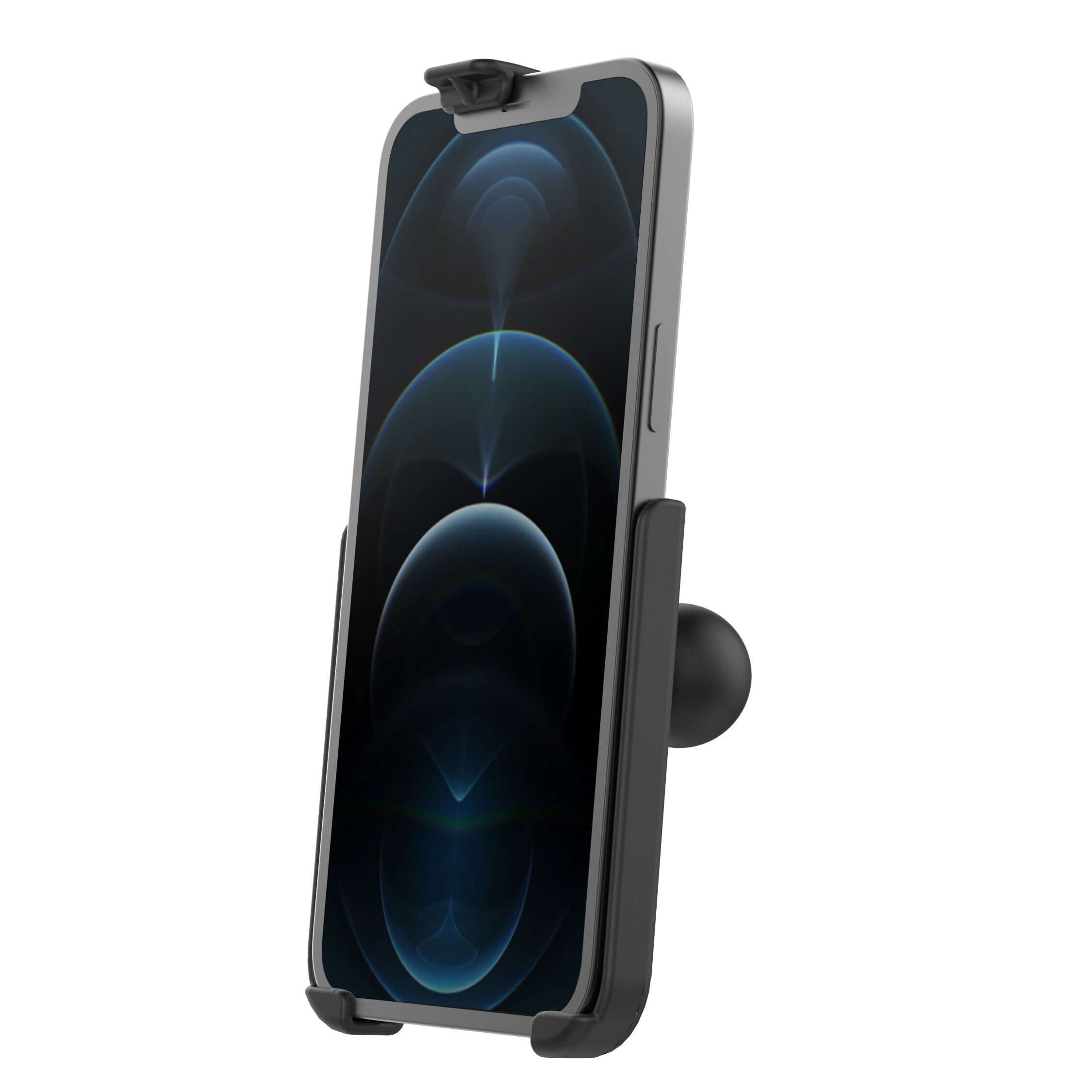 RAM Mounts EZ-Roll'r Form-Fit Halteschale für Apple iPhone 12 Pro Max & 13 Pro Max - Ohne Schutzhülle - Inkl. Diamond (Trapez) Basiskugel (B-Kugel)