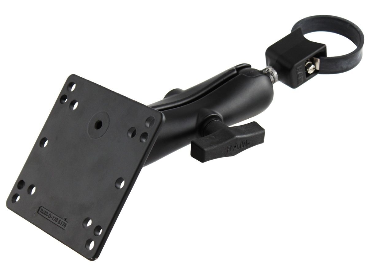 RAM Mounts Set für Lenker Rohre - Klemmschelle, mittlerer Verbindungsarm, VESA-Platte (75x75 u. 100x100 mm Lochraster), C-Kugel (1,5 Zoll), im Polybeu