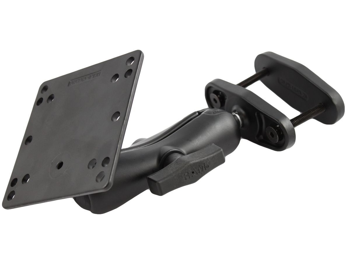 RAM Mounts Schraubklemmen-Set - Schraubklemme (bis 63 mm Breite), mittlerer Verbindungsarm, VESA-Platte (75x75 u. 100x100 mm Lochraster), C-Kugel (1,5