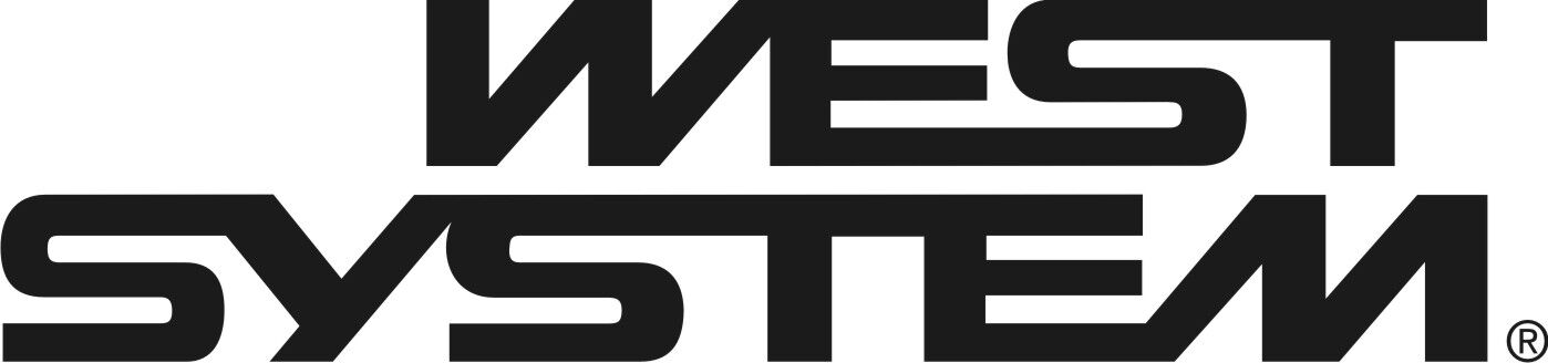 Das schwarze Markenlogo von West System auf transparentem Hintergrund