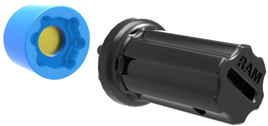 RAM Mounts Pin-Lock Inlet und Adapter (6-Pin) - für D-/E-Kugel Verbindungsarme, 5/16"-18 Innengewinde, im Polybeutel