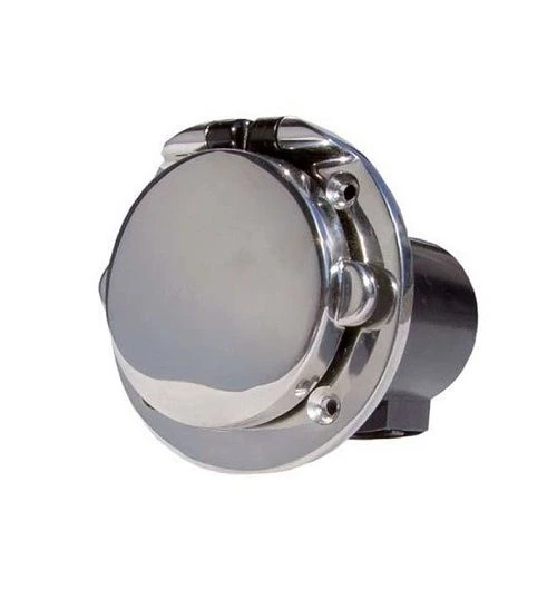 Shore power wall inlet, 16 A, IP56, flush mounted, polished stainless steel AISI316